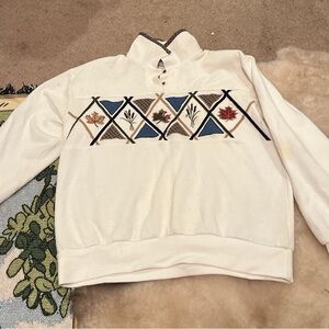 Koret White Top with Geometric Accents